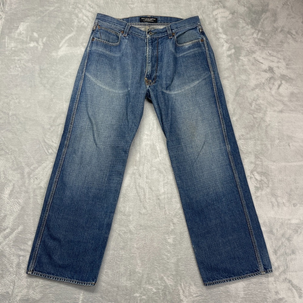 Ralph Lauren Jeans Mens 34x30 (33x28) Blue Denim Grunge Straight Leg Streetwear